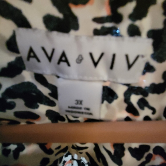 Ava and Viv plus size black and pink cheetah print neck tie blouse - Picture 2 of 4